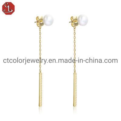 Fashion Jewelry Jewellery 925 Silver Freshwater Pearl Baroque Design Long Tassel Earrings