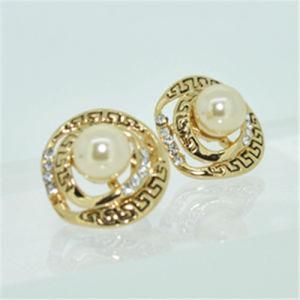 Round Pearl Costume Gold Latest Fashion Stud Earring (A06634E10W/22K)