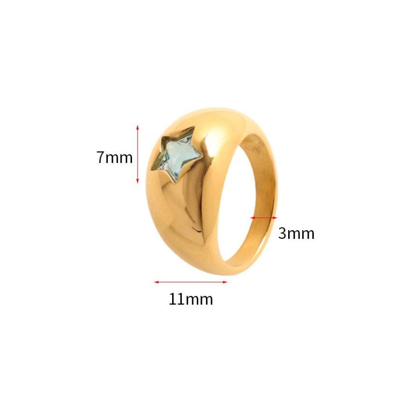 2022 fashion 18K Gold Plated Jewelry CZ Heart Star Ring for Women Wedding Party Gift Fashionable