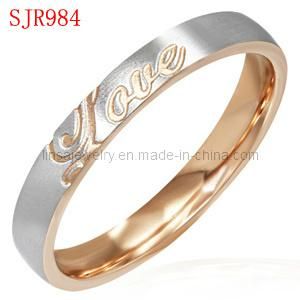 Customized Rose Gold 316L Stainless Steel Lovers Ring Jewelry (SJR984)