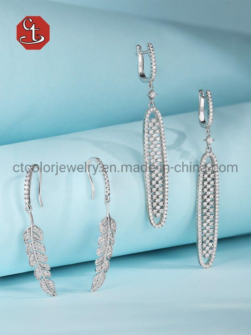 Fashion Imitation Jewelry Long AAA+ CZ Earring pave Micro Setting Earring