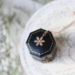 18K Gold Rose Gold Plated Stainless Steel Snowflake Pendant Necklace
