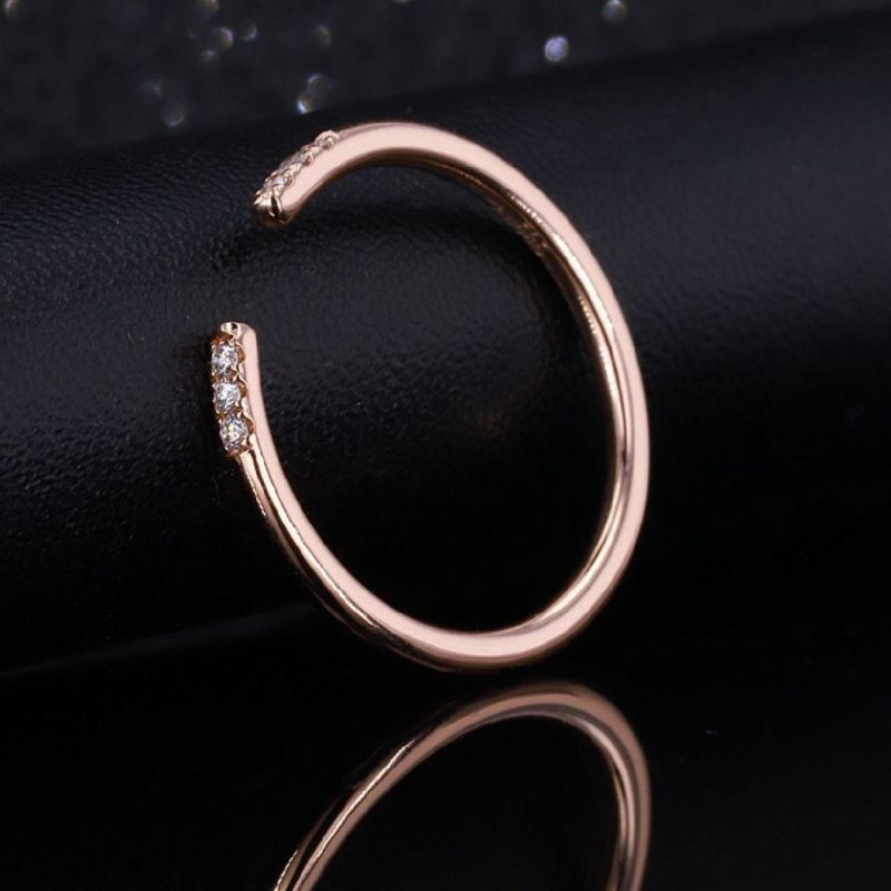 Adjustable Ring Gold Color Jewelry Moissanite Rings Simple Design Wedding Bands or Rings Gold Plated Women′ S