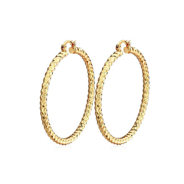 HD Fashion Jewelry European Newest Model Earring Geometric 18K Gold Plated Thick Hoop Earrings Jewelry