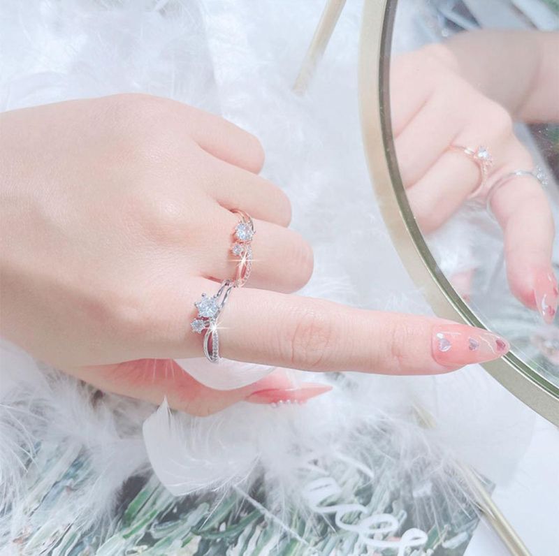 Fashion Jewelry Pave Cubic Zirconia Korea Style Small Design Ring