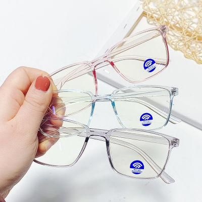 Square Transparent Color Anti-Blue Light Glasses Women&prime;s Light and Comfortable Retro Midin Glasses