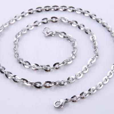 Stainless Steel Fashion Jewellery Necklace Anklet Bracelet Flat Shiny Cable Chain Jewelry for Handcraft Design