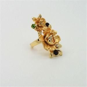 Big Size Flower Ring Gold Plated Exaggerated Party Banquet Finger Dress Lady Jewelry (R130020)
