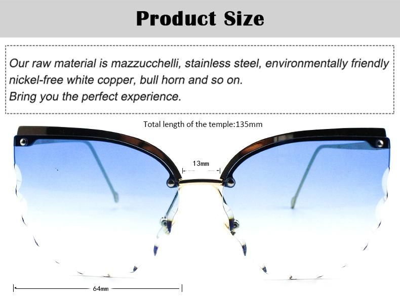 Butterfly Type Wholesale Custom Logo Trimmed Metal Frame Women Sunglasses