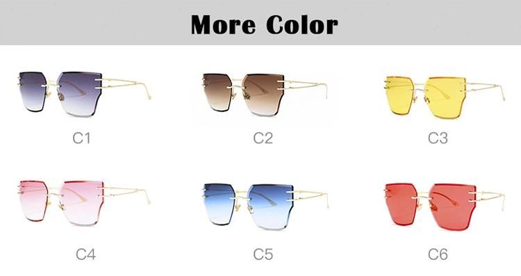 New Frameless Square Trim Metal All-Match Women Sunglasses