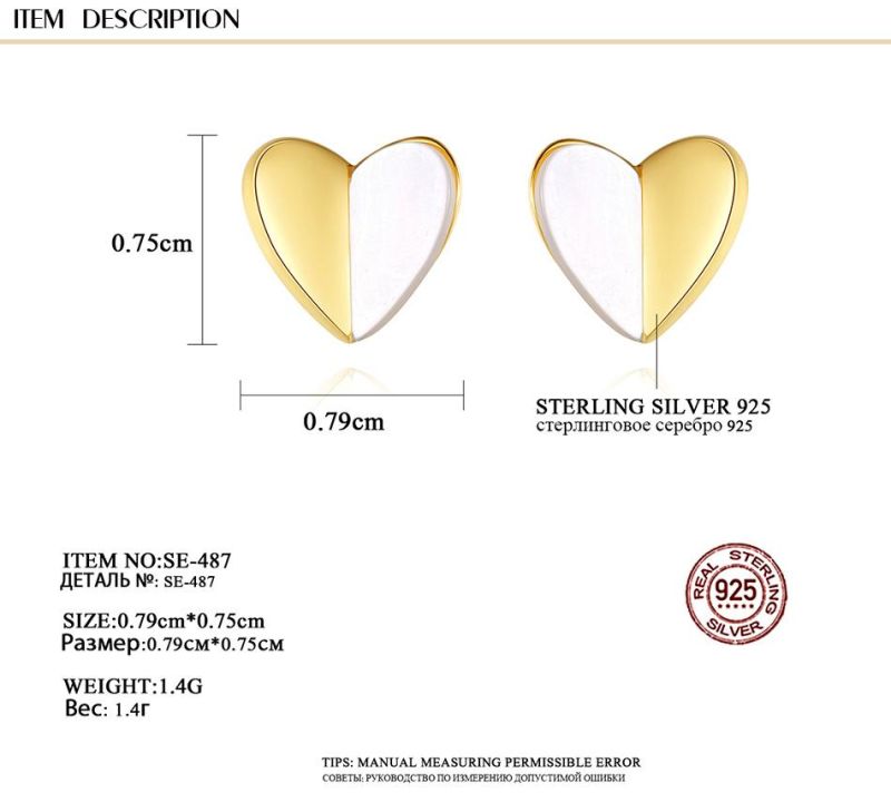 New Design Fashion Jewelry Mini Heart 925 Sterling Silver Earrings