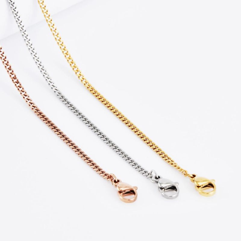 Wholesale Yellow Gold Plated Shiny Cuban Curb Chain Necklace Accessories Fashion Jewelry for Jewellery