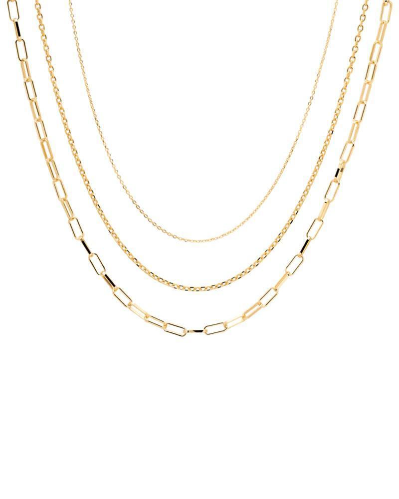 Fashion Designer Jewelry Simple Clean Essential 18K Gold Plated Brass Link Chain Necklace Set for Women