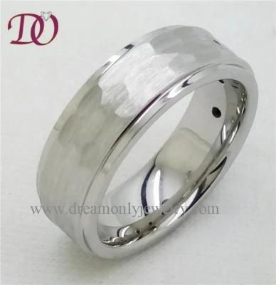 Hammered Tungsten Ring High Polished Tungsten Ring