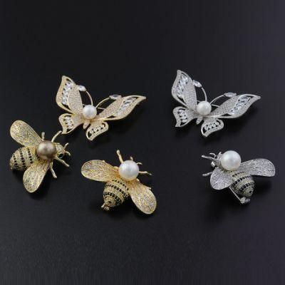 Bee Bow Animal Inlaid Diamond Copper Women&prime;s Brooch