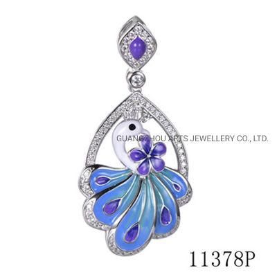 New Arrival Fashion Jewelry Peacock Enamel Silver Pendant