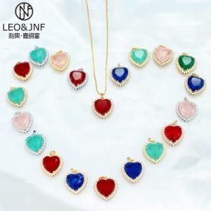 Hot Sale Jewelry Heart Pendants with Fusion Center Stone Cubic Zirconia Gold Plated Necklaces