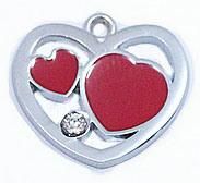 Multi Red Heart Rhinestone Pendant