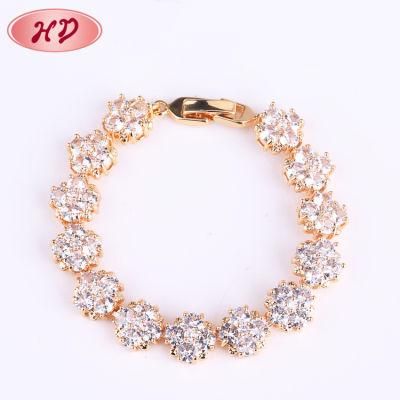 Wedding Wear Jewelry Quality Crystal Copper Ladies Gold Bracelets