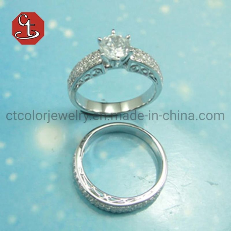 Simple 2 PCS/Set Zircon Classic Engagement Rings for Women Wedding Rings Female Diamond Jewelry Chic Accessories Gift