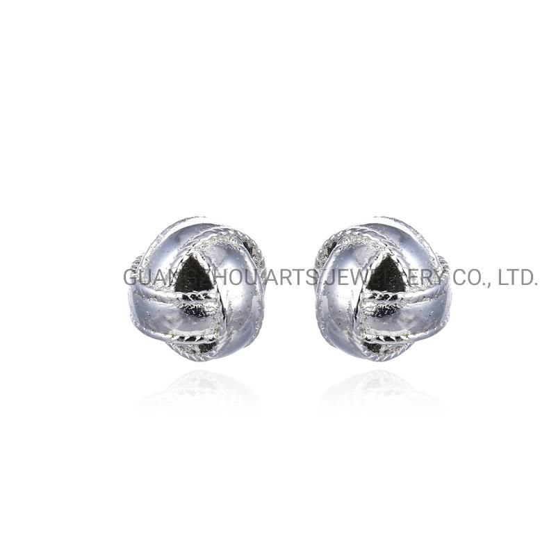 925 Silver Korean Style Cute Rope Ball Stud Earrings