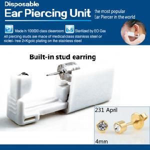 Disposable No Pain Safe Sterile Ear Stud Piercing Gun Kit Piercing Tool Build in Earring