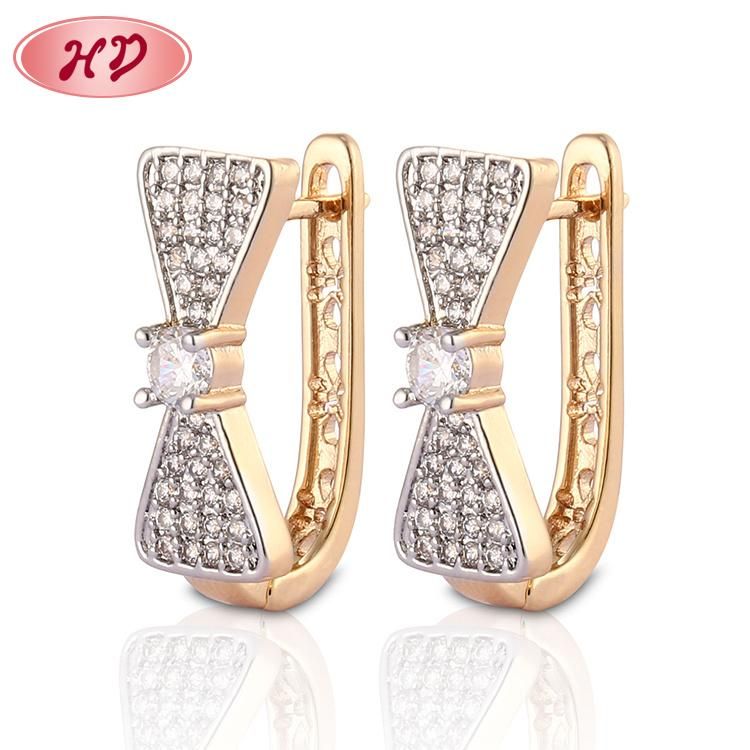 Women Fashion 14K 18K Gold Plated Costume Imitation Jewelry with CZ Pearl Huggie Hoop Earring