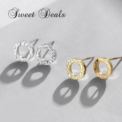 Fashion Jewelry Earrings Women&prime; S Stainless Steel Geometric Round Stud Earrings
