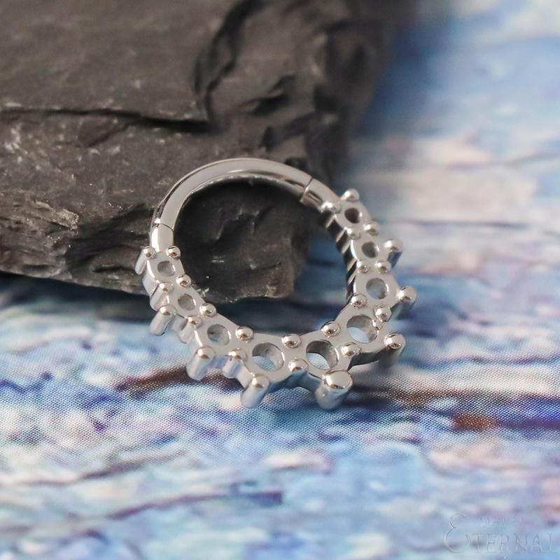 Eternal Metal ASTM F136 Titanium Holes and Salient Points Hinged Segment Hoop Rings Jewelry Piercing