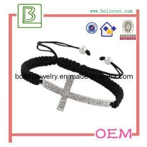 Metal Crystals Cross Braided Rope Bracelet