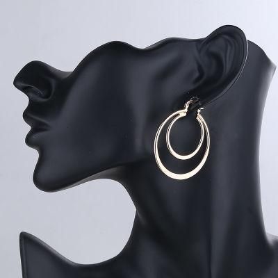 Fashion Circle-Shaped 18K Gold Plated Round Vintage Lady Hoop Earrings