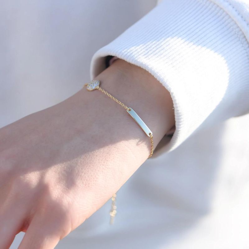 Fashion Jewelry Gold Plated 925 Sterling Silver Double Charms Bar Ball Customized Bracelet for Party
