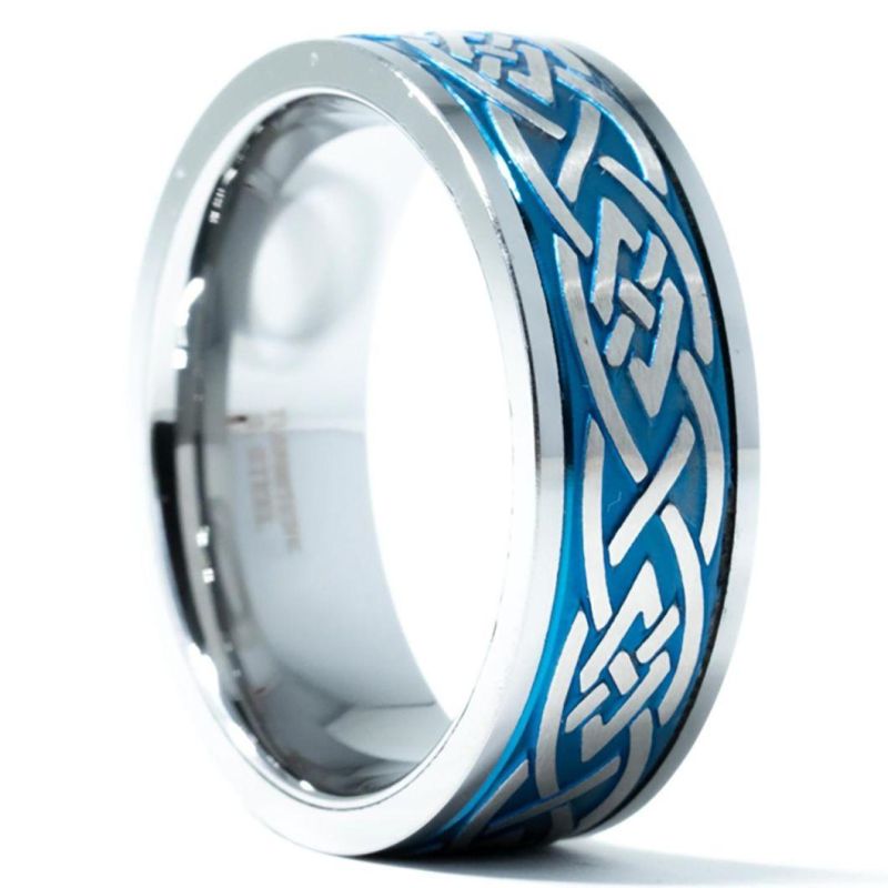 8mm Men′s Tungsten Carbide Ring with Celtic Design