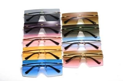 2020 No MOQ Oversized One Piece Metal Fashion Sunglasses