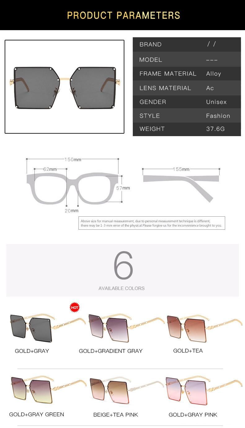 2022 New Wholesale Custom Logo Fashion Eyewear OEM Sunglasses Polarized Style Square Tinted Lenses Hight Quaility Sunglasses Women