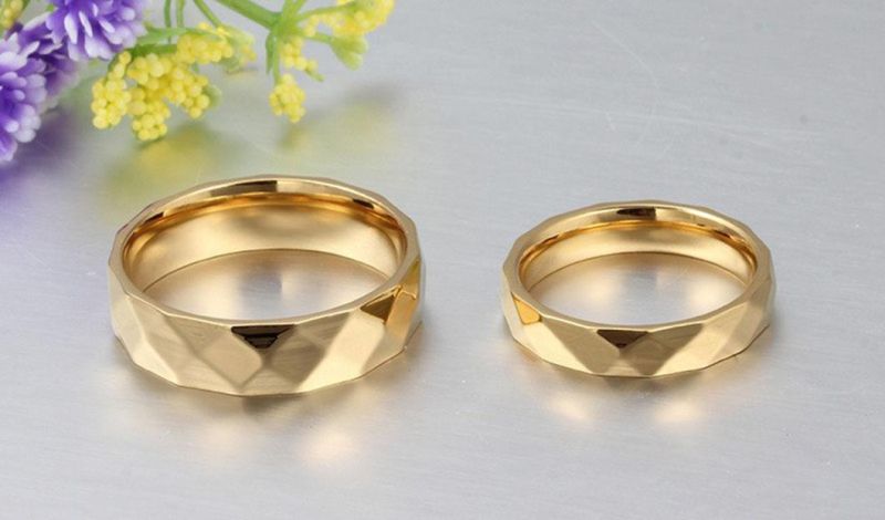 Fashion Ring Titanium Stainless Steel Gold Plated Faceted Couple Rings Personality Rings Titanium Steel Rings Wholesale SSR2011