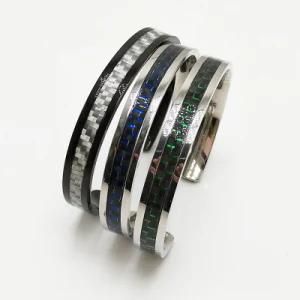 Costume Fashion Jewelry Bangle Silver Carbon Fiber Bracelet