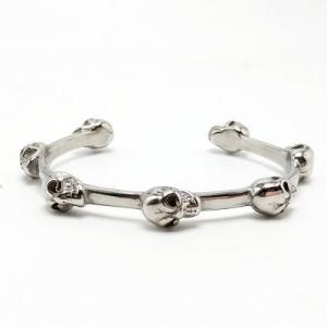 Decoration Fashion Jewelry Stainless Steel Silver Skull Bangle