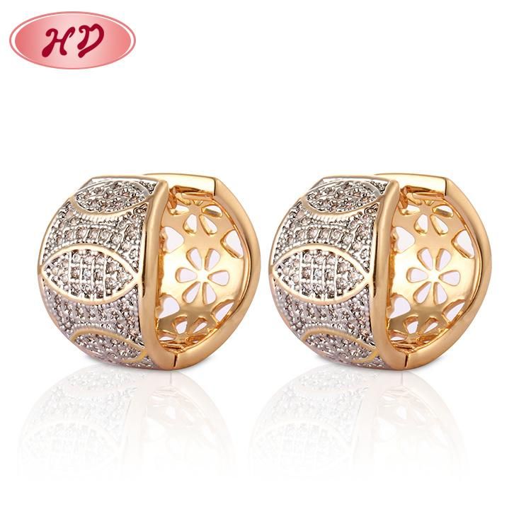 Fashion 18K Gold Silver Alloy Jewelry Stud Drop CZ Hoop Huggie Earrings with Crystal for Women