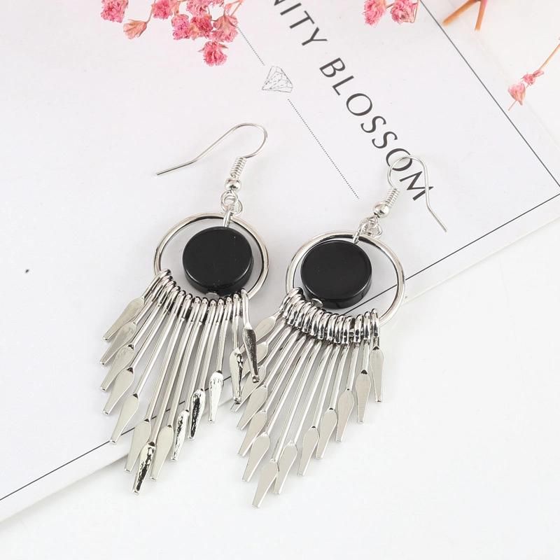 Korean Tassel Earrings Fashion Metal Earrings Fashion Exaggerated Fan-Shaped Earrings