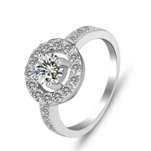 Fashion Sterling Silver Halo Designed Promise Wedding Ring