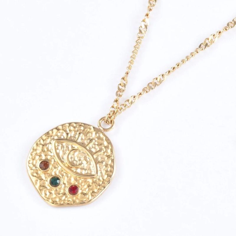 Newest Fashion Jewelry Gold Pendant Necklace with Artificial Stone Stainless Steel