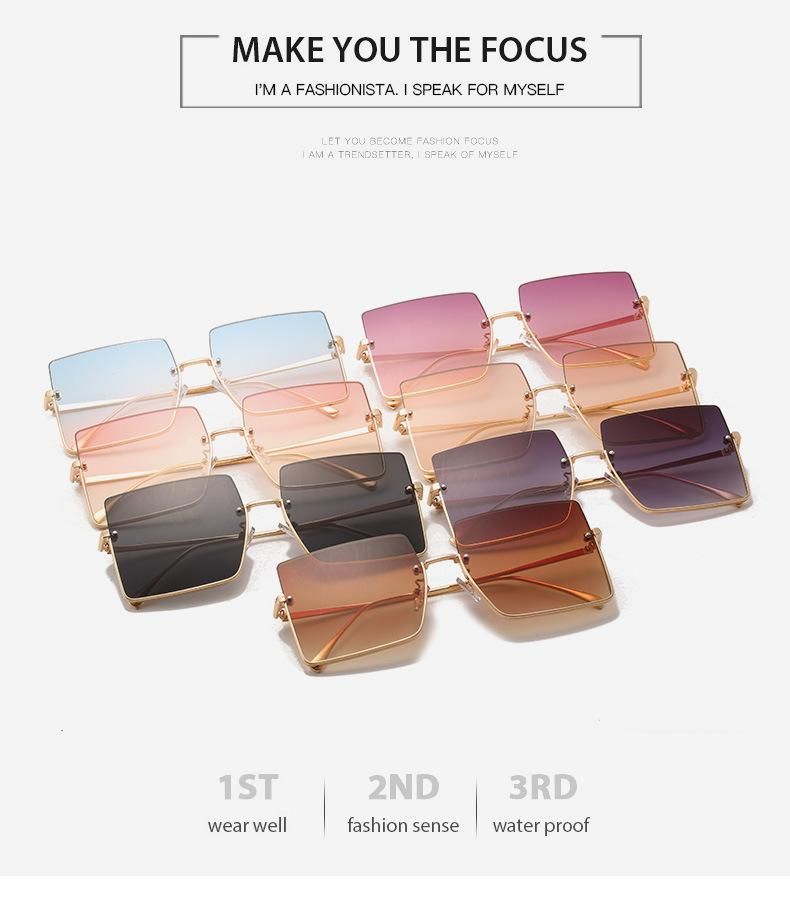 Square Shape Oversize Metal Polarized Sunglasses