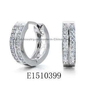 White CZ Prong Set Silver Earring