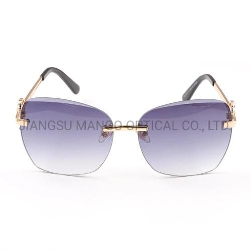 Trendy Fashion Rimless Oversized Shield Sunglasses