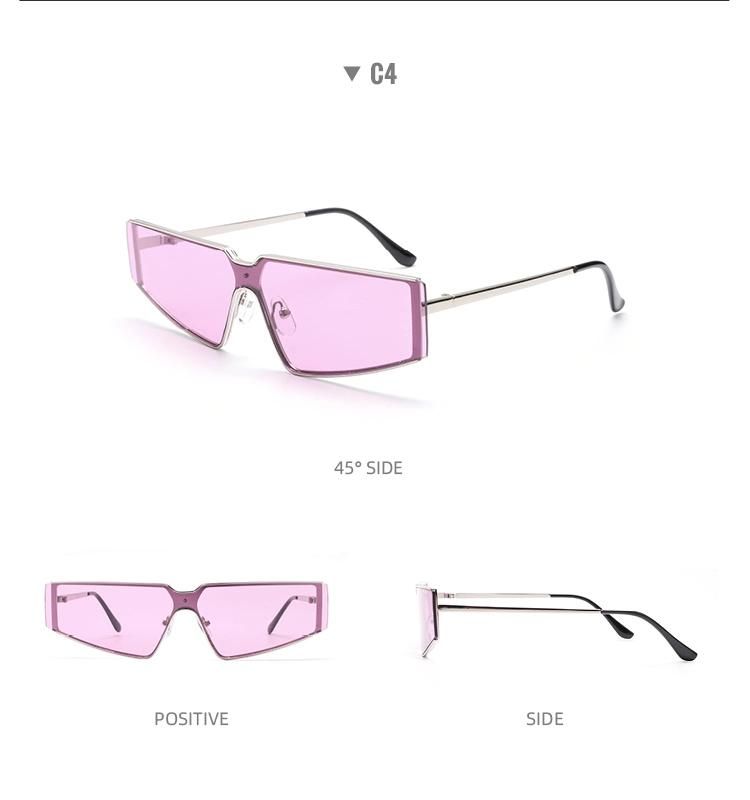 2022 Fashion Unique One-Piece Unisex Luxury Sun Glasses Metal Frame Cat Eyes Rimless Sunglasses