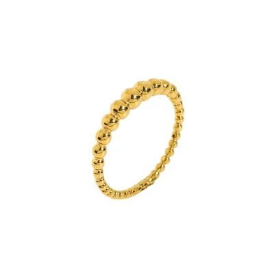 18K Gold Plated Beaded Rings Stacking Band Ring Women Statement Rings Size 6 to 8