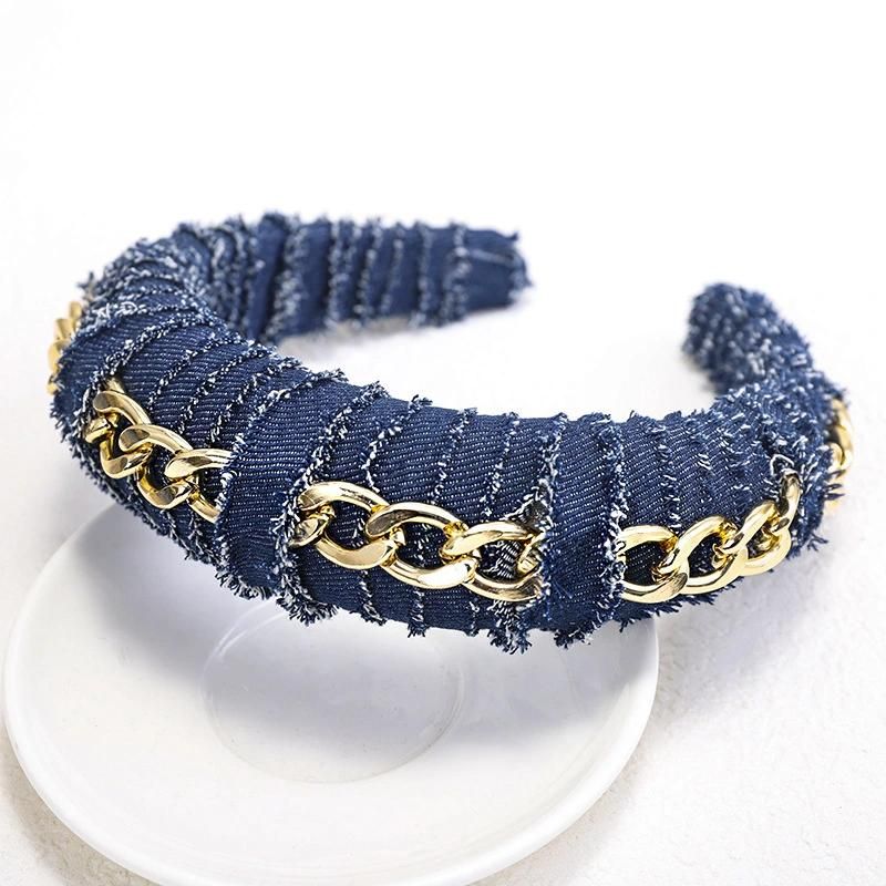 Chain Cowboy Hair Band Creative New Thickened Sponge Wrap Headband