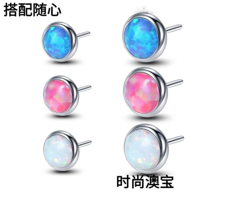 Fashion Jewelry G23 Titanium Body Piercing Jewelry with Stones F136 Titanium Top with Threadless Tpn048