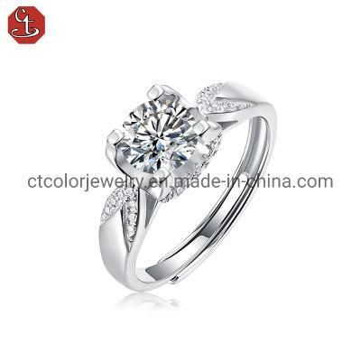 China Jewelry moissanite diamond rings Fashion Jewelry Sterling Silver Ring for women